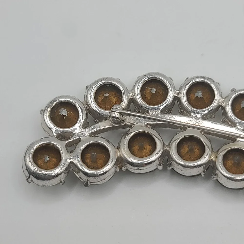Vintage Rhinestone Brooch Silver Tone Large‎ Heavy - Picture 10 of 13